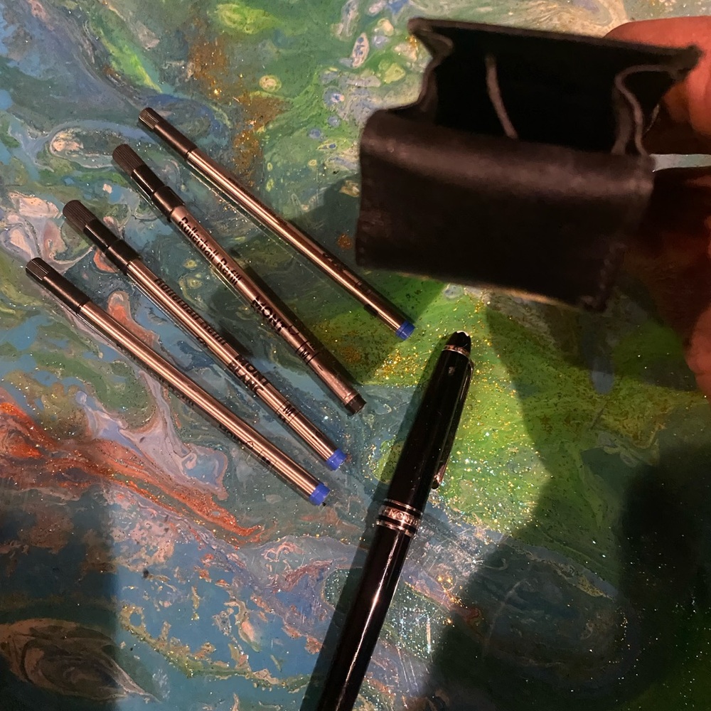 Montblanc Black and Silver Pen Collection 3 blue tubes 1 black tube - Picture 4 of 9